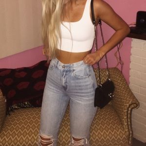 American Eagle ripped knee high rise jeans